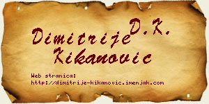 Dimitrije Kikanović vizit kartica